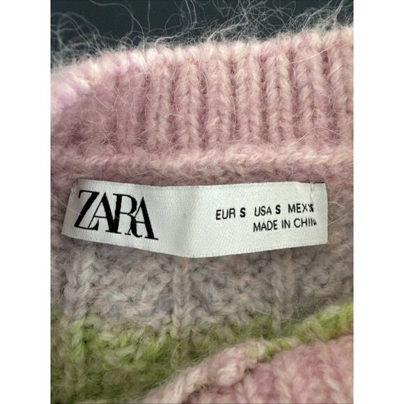 Zara Women's S Sweater Vest Pink Multi Pastel Touch Wool & Alpaca EUC - Picture 7 of 10